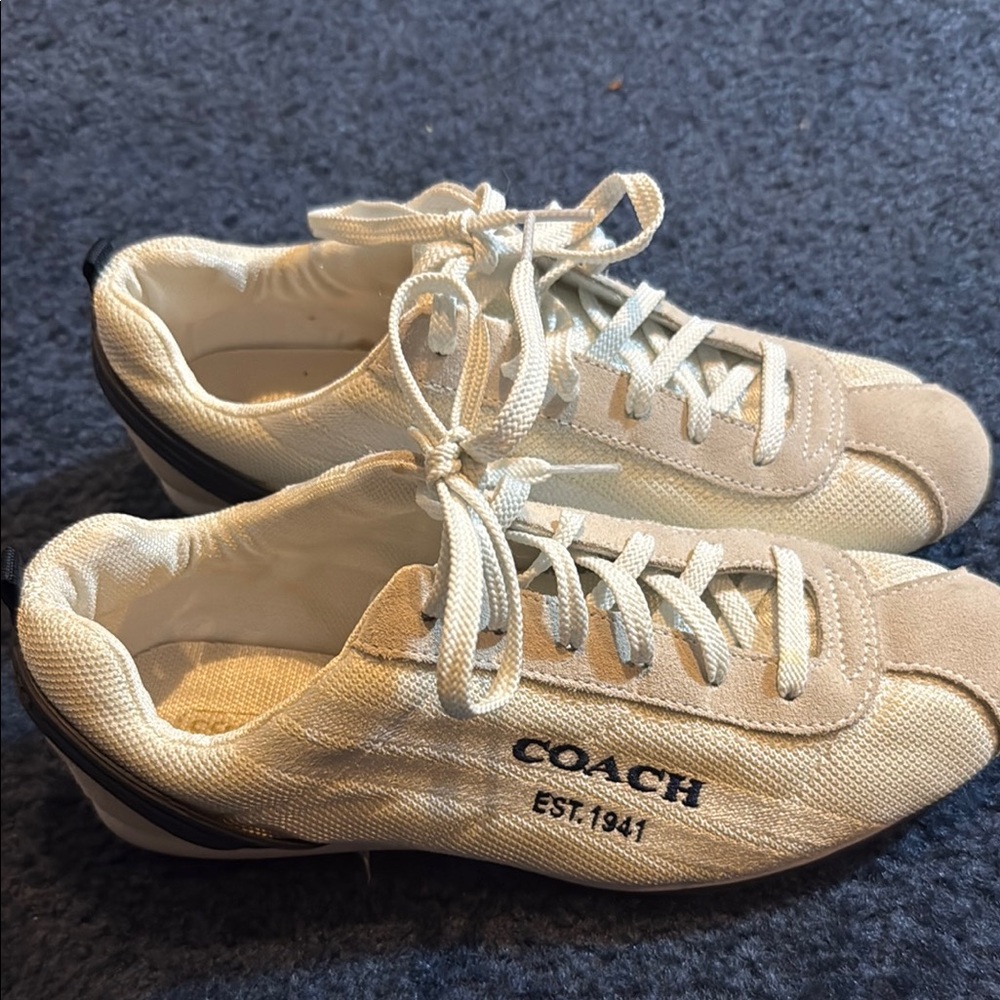 Coach Cream and Tan Sneakers